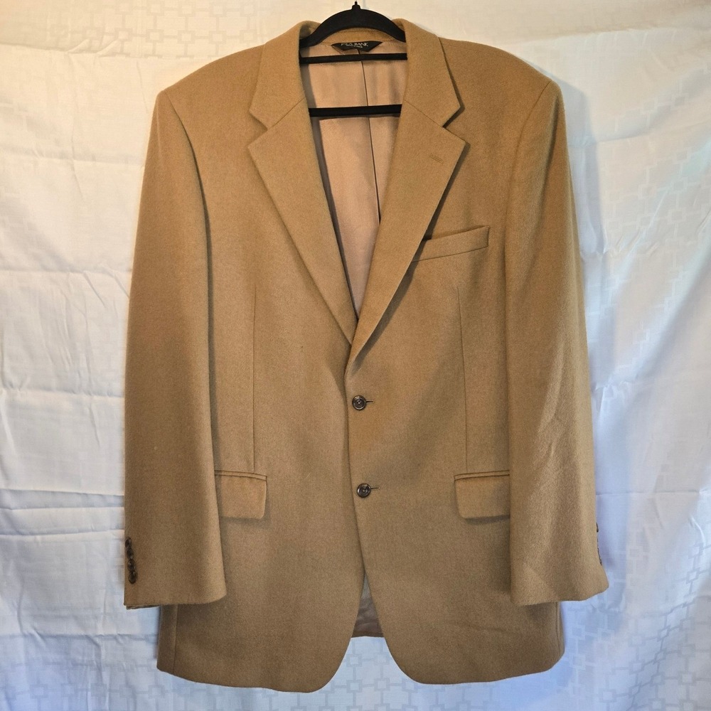 Jos A Bank Mens 44L Camel Tan 100% Cashmere Two Button Sport Coat Blazer